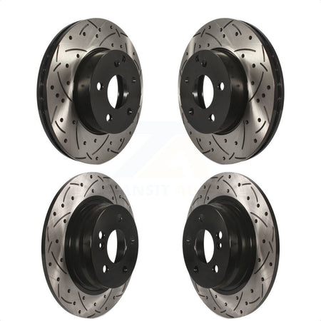 Front Rear Coated Drilled Slotted Disc Brake Rotors Kit For Mercedes-Benz C300 C250 C230 KD-100325 by DS-One