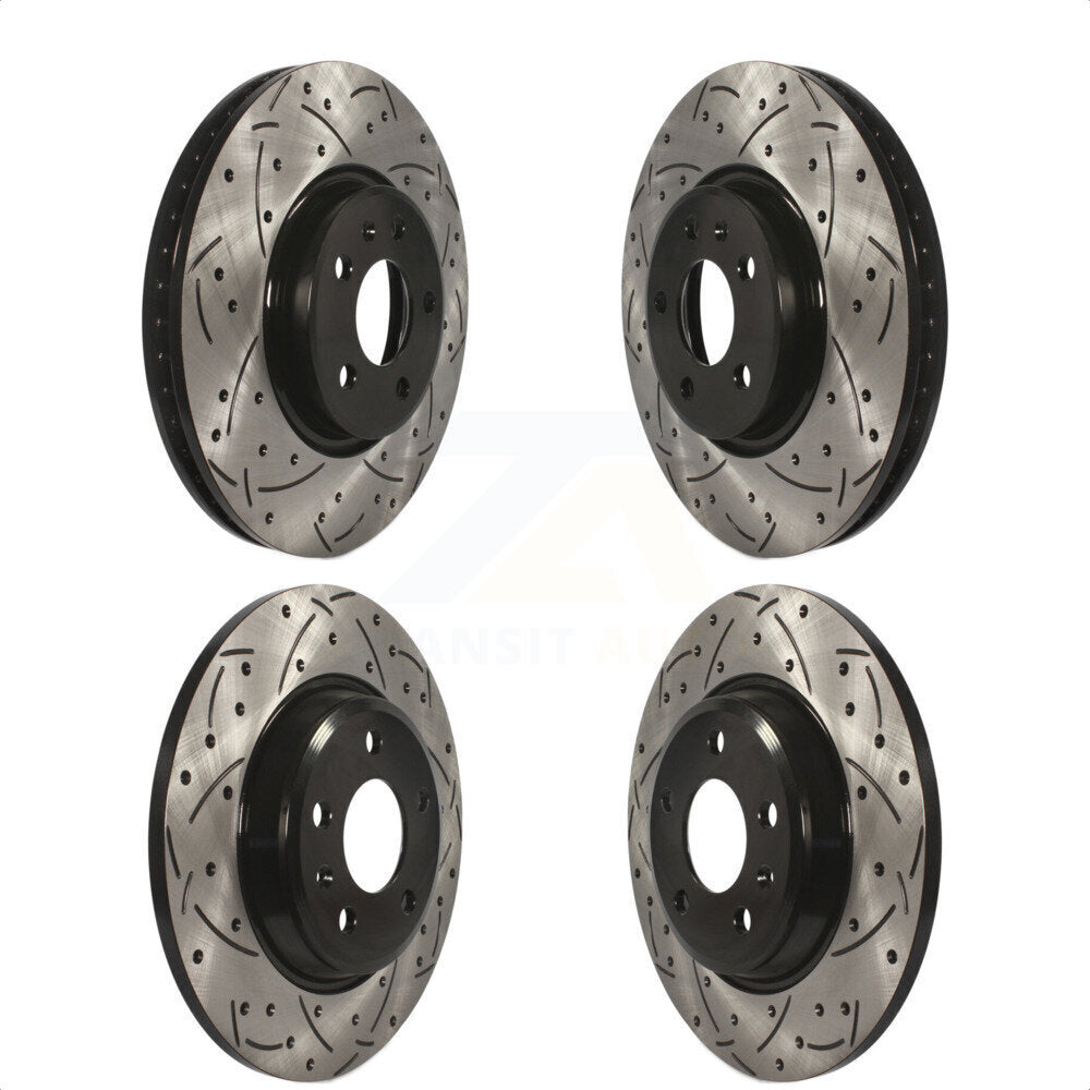 Front Rear Coated Drilled Slotted Disc Brake Rotors Kit For Audi Q5 A4 A5 Quattro allroad A6 KD-100334 by DS-One