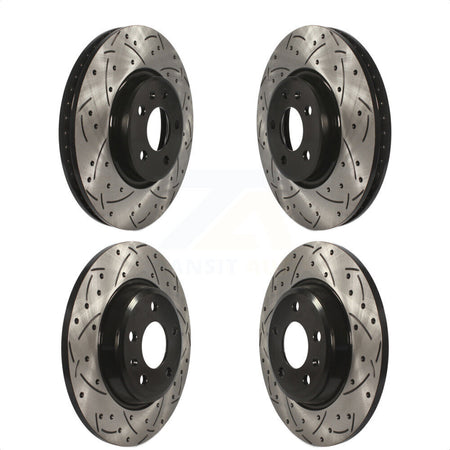 Front Rear Coated Drilled Slotted Disc Brake Rotors Kit For Audi Q5 A4 A5 Quattro allroad A6 KD-100334 by DS-One