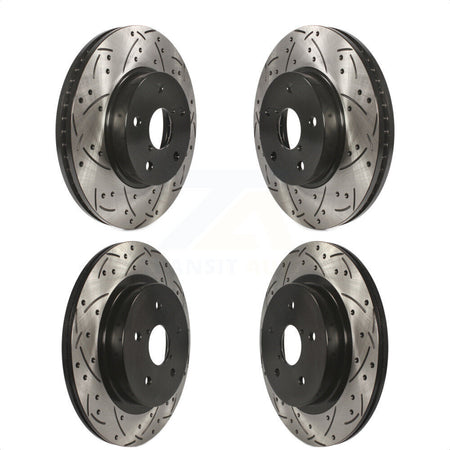 Front Rear Coated Drilled Slotted Disc Brake Rotors Kit For 2015-2019 Subaru Legacy 2.5L KD-100358 by DS-One