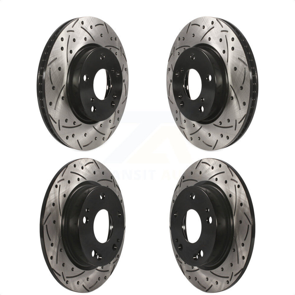 Front Rear Coated Drilled Slotted Disc Brake Rotors Kit For Honda Civic Insight KD-100360 by DS-One