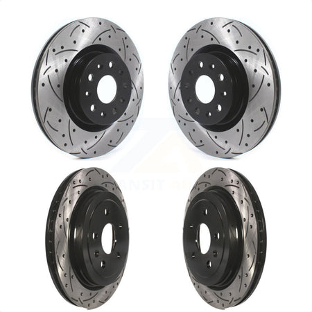 Front Rear Coated Drilled Slotted Disc Brake Rotors Kit For Cadillac CTS KD-100366 by DS-One