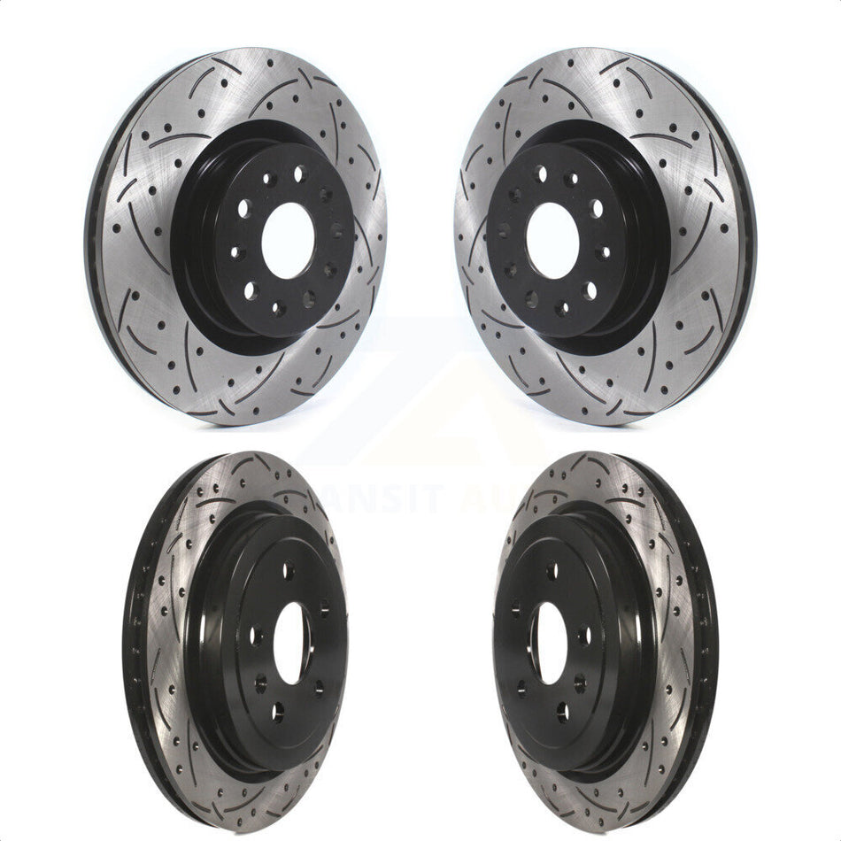 Front Rear Coated Drilled Slotted Disc Brake Rotors Kit For Cadillac CTS KD-100366 by DS-One