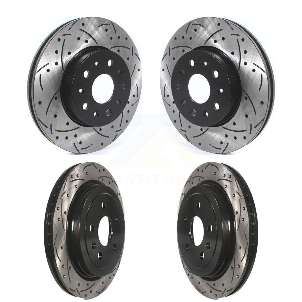 Front Rear Coated Drilled Slotted Disc Brake Rotors Kit For Cadillac CTS KD-100368 by DS-One