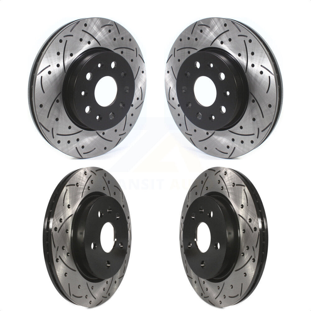 Front Rear Coated Drilled Slotted Disc Brake Rotors Kit For Chevrolet Camaro Cadillac CT5 KD-100369 by DS-One