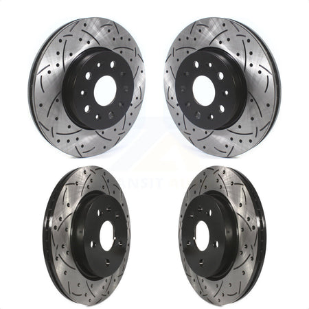 Front Rear Coated Drilled Slotted Disc Brake Rotors Kit For Chevrolet Camaro Cadillac CT5 KD-100369 by DS-One