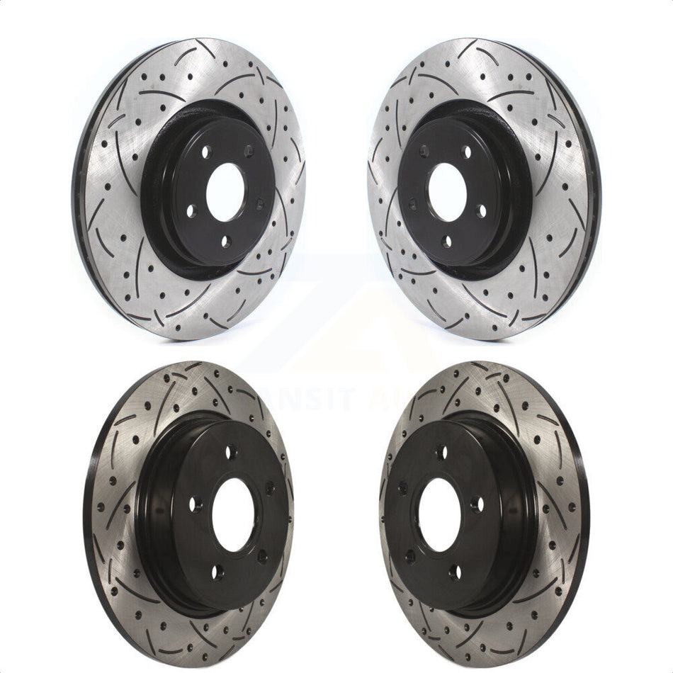 Front Rear Coated Drilled Slotted Disc Brake Rotors Kit For Ford Focus ST KD-100371 by DS-One