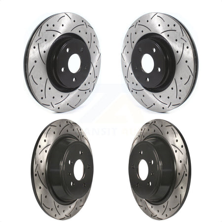 Front Rear Coated Drilled Slotted Disc Brake Rotors Kit For Lincoln MKC KD-100372 by DS-One