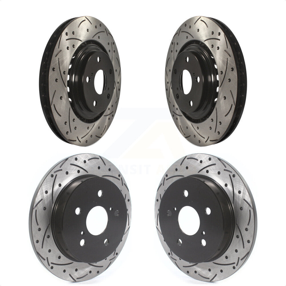 Front Rear Coated Drilled Slotted Disc Brake Rotors Kit For Lexus NX200t NX300 NX300h KD-100375 by DS-One