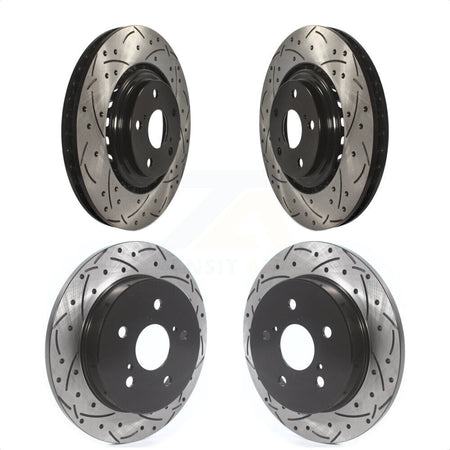 Front Rear Coated Drilled Slotted Disc Brake Rotors Kit For Lexus NX200t NX300 NX300h KD-100375 by DS-One