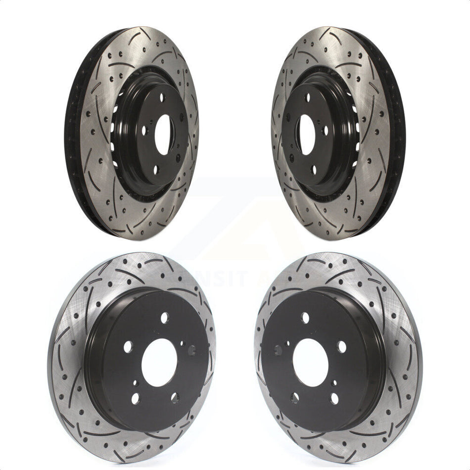 Front Rear Coated Drilled Slotted Disc Brake Rotors Kit For Lexus NX200t NX300 NX300h KD-100375 by DS-One