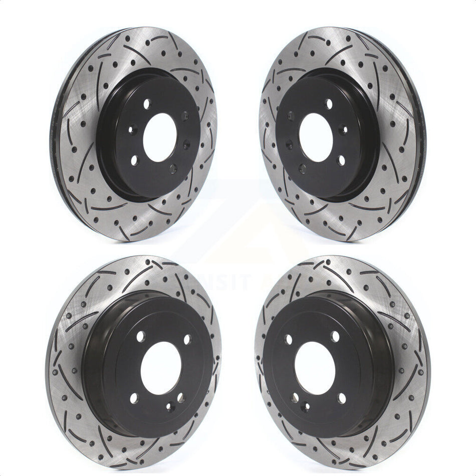 Front Rear Coated Drilled Slotted Disc Brake Rotors Kit For Kia Rio Hyundai Accent KD-100378 by DS-One