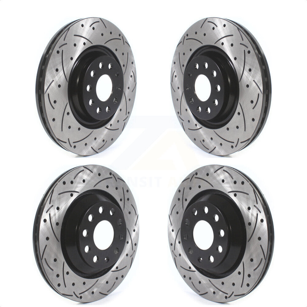 Front Rear Coated Drilled Slotted Disc Brake Rotors Kit For Volkswagen GTI Audi Golf R S3 Q3 Arteon A3 Quattro KD-100381 by DS-One