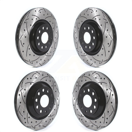 Front Rear Coated Drilled Slotted Disc Brake Rotors Kit For Volkswagen GTI Audi Golf R S3 Q3 Arteon A3 Quattro KD-100381 by DS-One