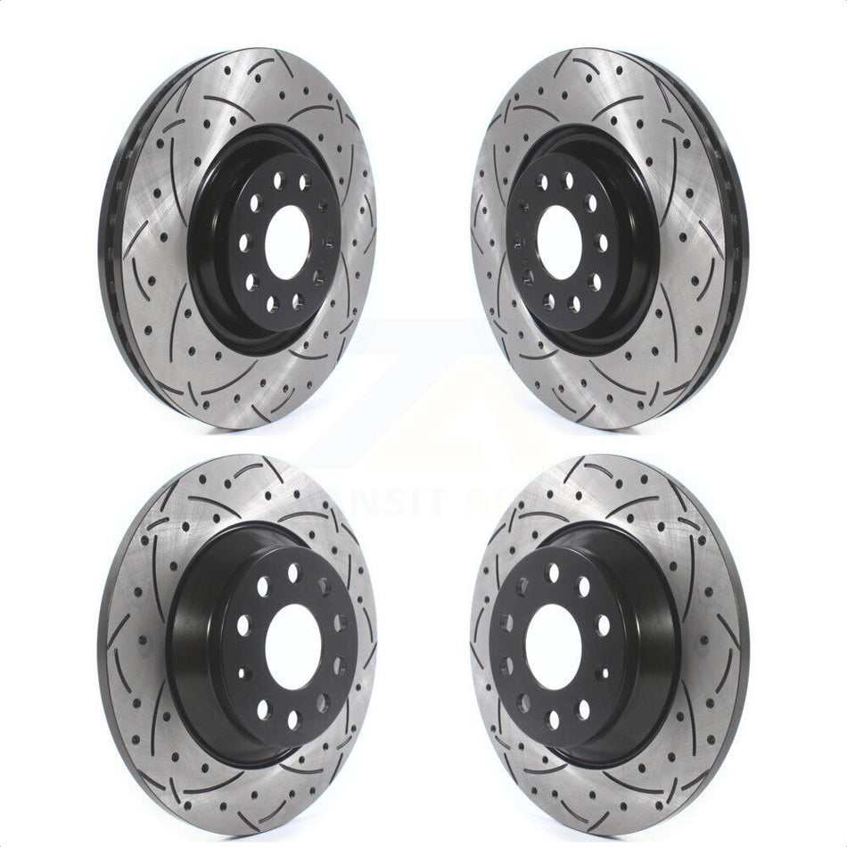 Front Rear Coated Drilled Slotted Disc Brake Rotors Kit For Volkswagen Tiguan Jetta KD-100383 by DS-One