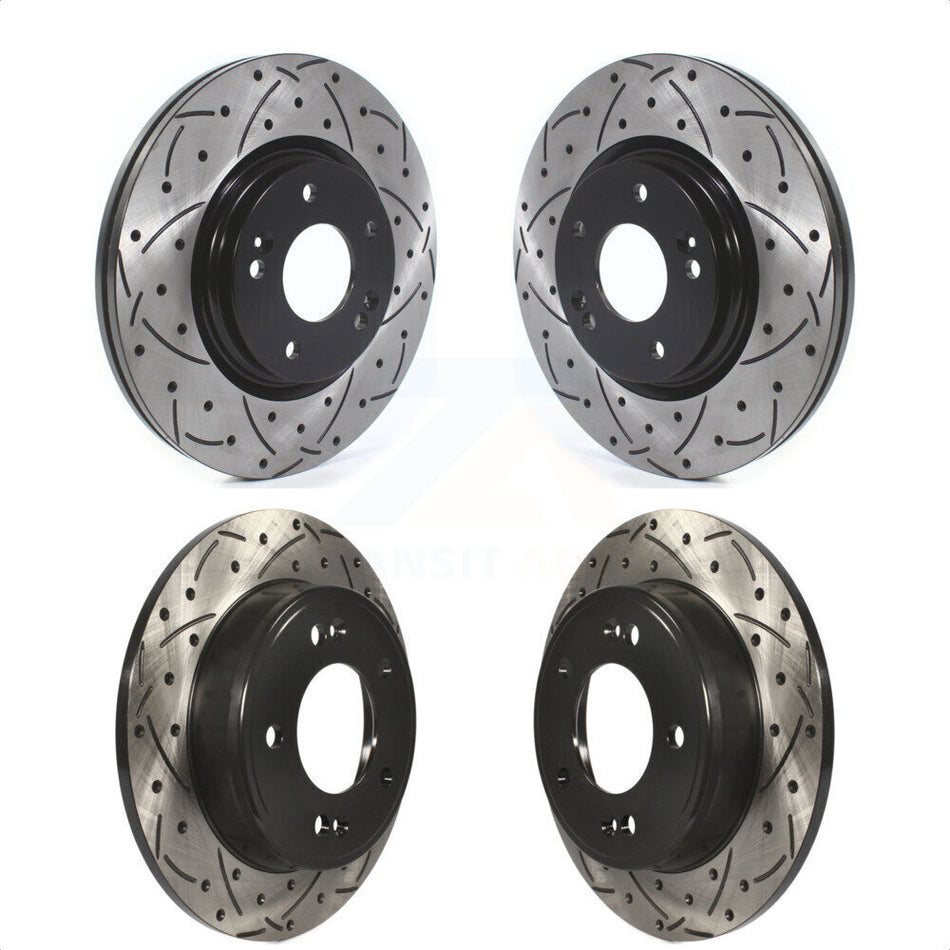 Front Rear Coated Drilled Slotted Disc Brake Rotors Kit For Kia Soul Forte KD-100384 by DS-One