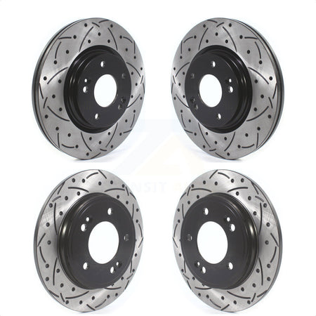 Front Rear Coated Drilled Slotted Disc Brake Rotors Kit For Hyundai Elantra Kia Forte Veloster KD-100385 by DS-One