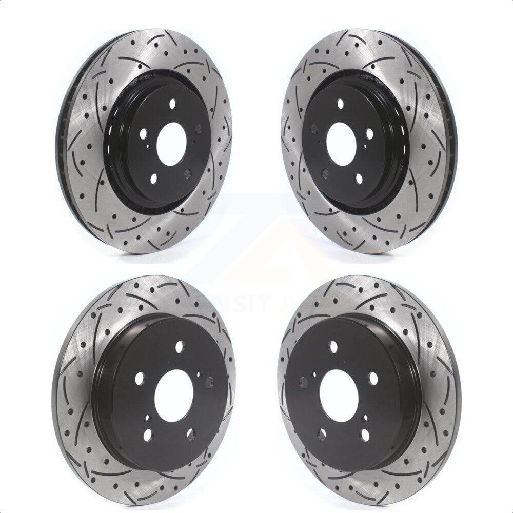 Front Rear Coated Drilled Slotted Disc Brake Rotors Kit For Toyota Camry Avalon TRD KD-100386 by DS-One