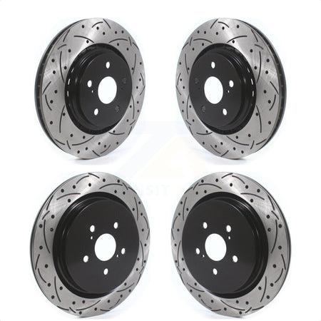 Front Rear Coated Drilled Slotted Disc Brake Rotors Kit For Lexus RX350 RX450h RX350L RX450hL KD-100387 by DS-One