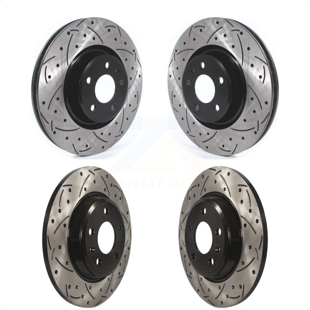 Front Rear Coated Drilled Slotted Disc Brake Rotors Kit For Audi A4 Quattro KD-100389 by DS-One