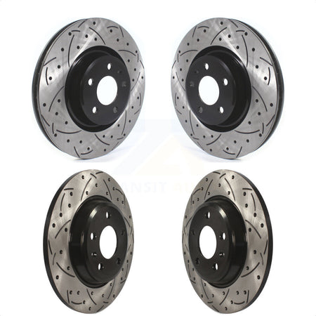 Front Rear Coated Drilled Slotted Disc Brake Rotors Kit For Audi A4 Quattro KD-100389 by DS-One