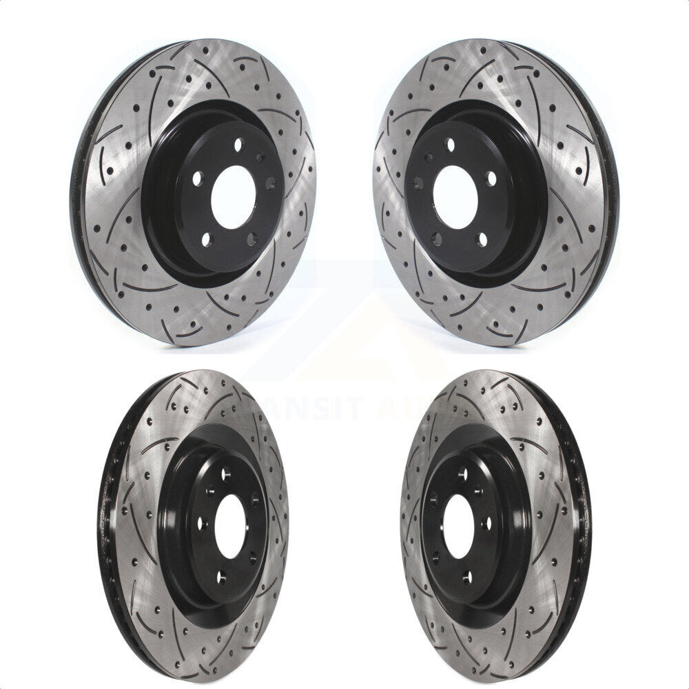 Front Rear Coated Drilled Slotted Disc Brake Rotors Kit For Audi Q5 A5 Quattro A4 A6 Sportback allroad KD-100390 by DS-One