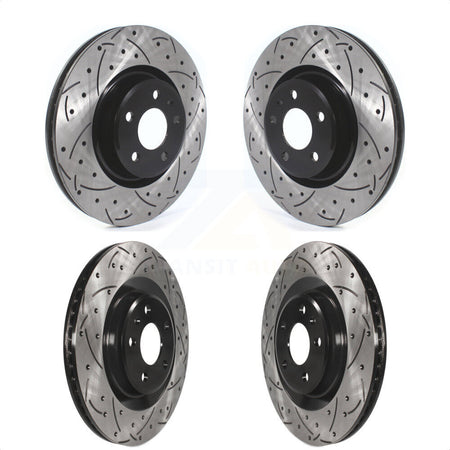 Front Rear Coated Drilled Slotted Disc Brake Rotors Kit For Audi Q5 A5 Quattro A4 A6 Sportback allroad KD-100390 by DS-One