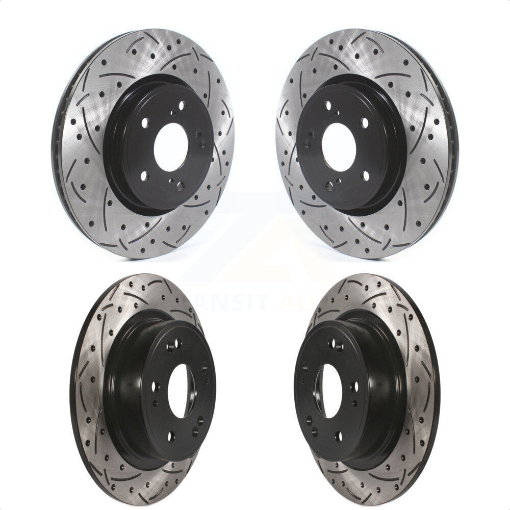 Front Rear Coated Drilled Slotted Disc Brake Rotors Kit For Honda Accord KD-100391 by DS-One