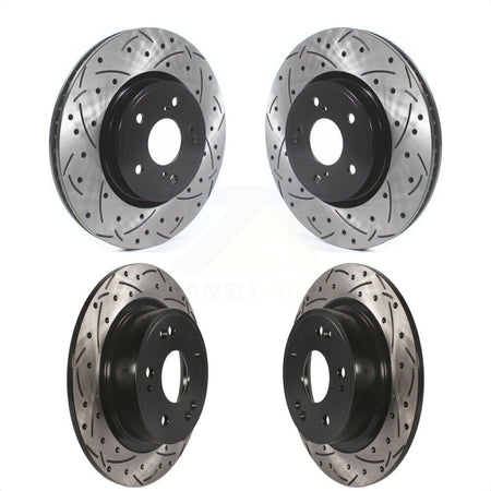 Front Rear Coated Drilled Slotted Disc Brake Rotors Kit For Honda Accord KD-100391 by DS-One