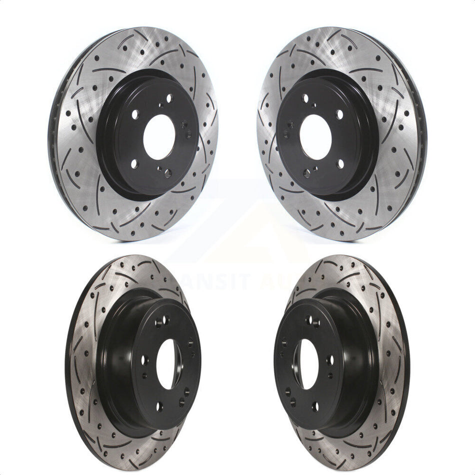 Front Rear Coated Drilled Slotted Disc Brake Rotors Kit For Honda Accord KD-100391 by DS-One