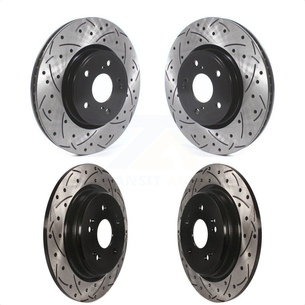 Front Rear Coated Drilled Slotted Disc Brake Rotors Kit For Honda CR-V KD-100392 by DS-One