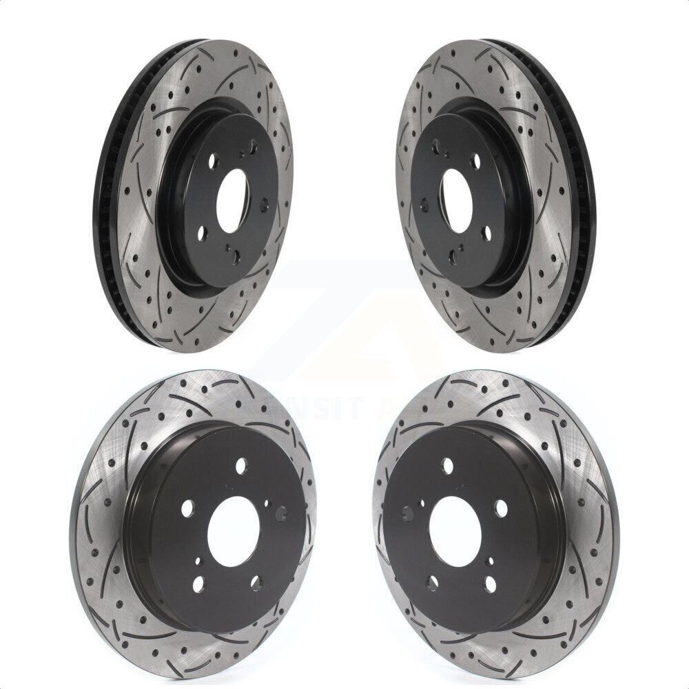 Front Rear Coated Drilled Slotted Disc Brake Rotors Kit For Toyota Camry RAV4 Lexus ES350 Avalon ES300h UX250h UX200 C-HR ES250 Venza Corolla Cross KD-100394 by DS-One