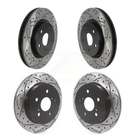 Front Rear Coated Drilled Slotted Disc Brake Rotors Kit For Toyota Camry RAV4 Lexus ES350 Avalon ES300h UX250h UX200 C-HR ES250 Venza Corolla Cross KD-100394 by DS-One