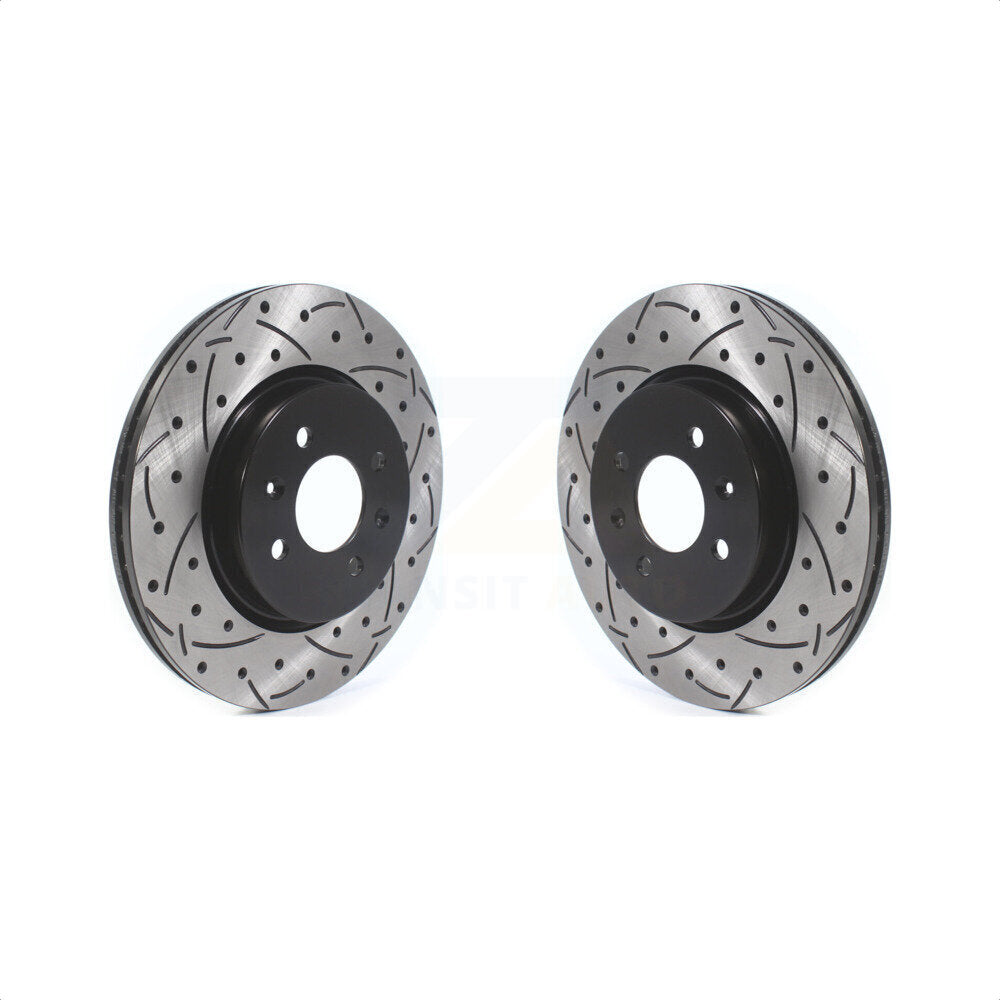 Front Coated Drilled Slotted Disc Brake Rotors Pair For Kia Rio Hyundai Accent KD-100403 by DS-One