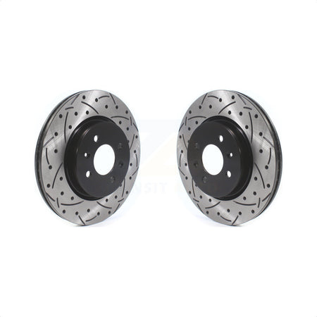 Front Coated Drilled Slotted Disc Brake Rotors Pair For Kia Rio Hyundai Accent KD-100403 by DS-One