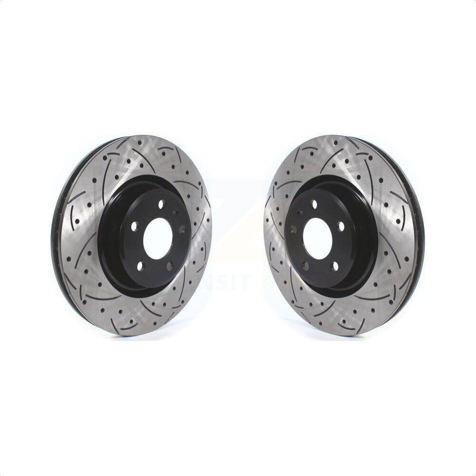 Front Coated Drilled Slotted Disc Brake Rotors Pair For Audi Q5 A4 A5 Quattro A6 Sportback allroad KD-100407 by DS-One