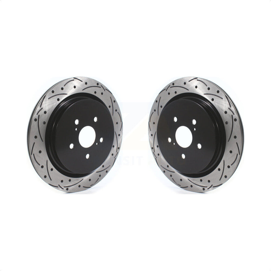 Rear Coated Drilled Slotted Disc Brake Rotors Pair For Lexus RX350 RX450h RX350L RX450hL KD-100416 by DS-One