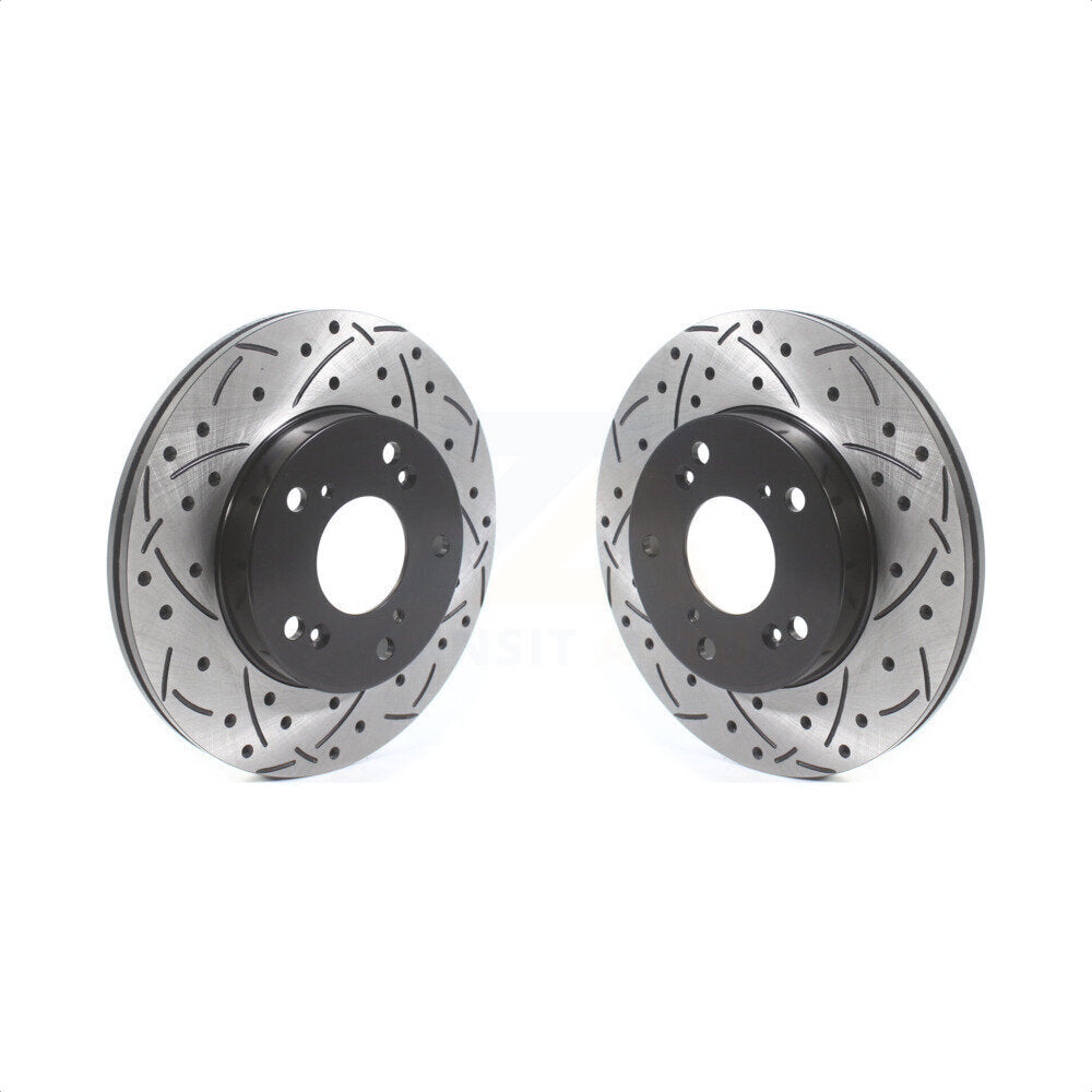 Front Coated Drilled Slotted Disc Brake Rotors Pair For Honda Civic Acura RSX CR-Z KD-100434 by DS-One