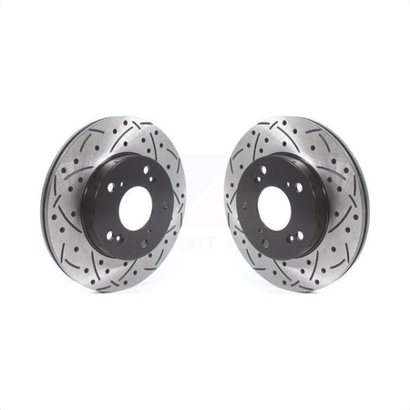 Front Coated Drilled Slotted Disc Brake Rotors Pair For Honda Civic Acura RSX CR-Z KD-100434 by DS-One