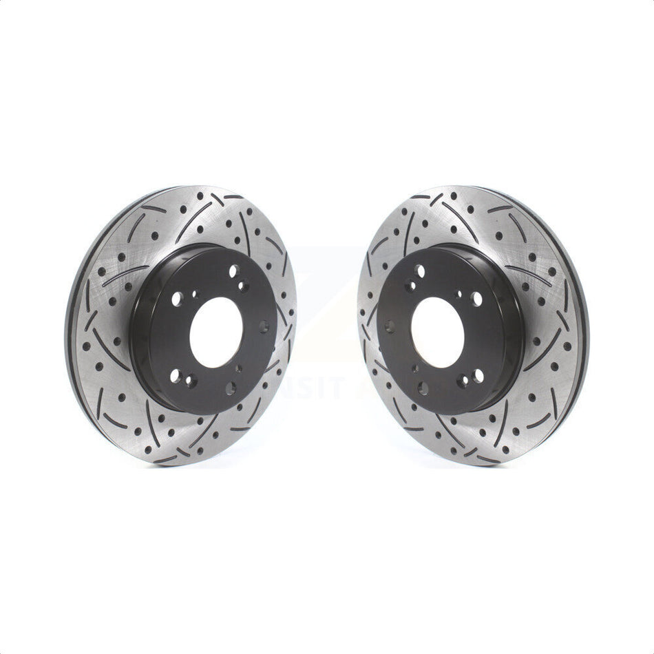 Front Coated Drilled Slotted Disc Brake Rotors Pair For Honda Civic Acura RSX CR-Z KD-100434 by DS-One