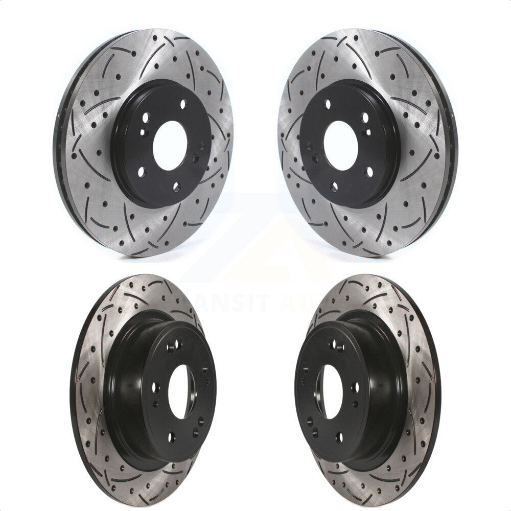 Front Rear Coated Drilled Slotted Disc Brake Rotors Kit For Honda Accord Acura TSX KD-100468 by DS-One