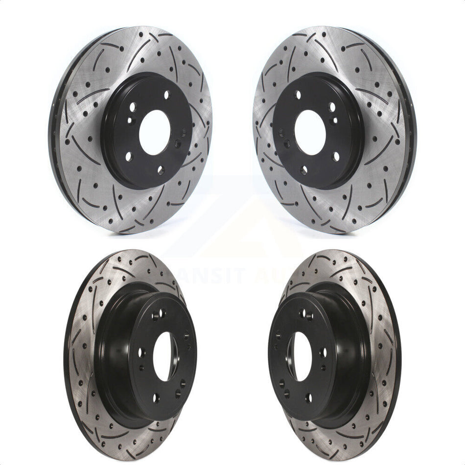 Front Rear Coated Drilled Slotted Disc Brake Rotors Kit For Honda Accord Acura TSX KD-100468 by DS-One