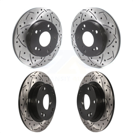 Front Rear Coated Drilled Slotted Disc Brake Rotors Kit For Honda Civic KD-100469 by DS-One