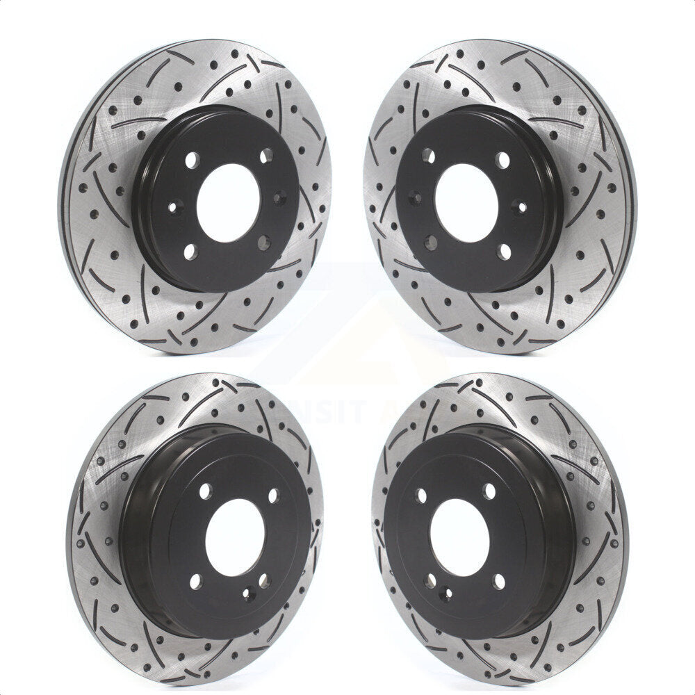 Front Rear Coated Drilled Slotted Disc Brake Rotors Kit For Hyundai Accent Kia Rio KD-100506 by DS-One