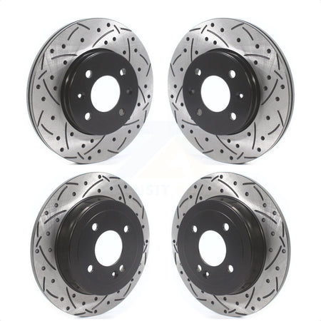 Front Rear Coated Drilled Slotted Disc Brake Rotors Kit For Hyundai Accent Kia Rio KD-100506 by DS-One