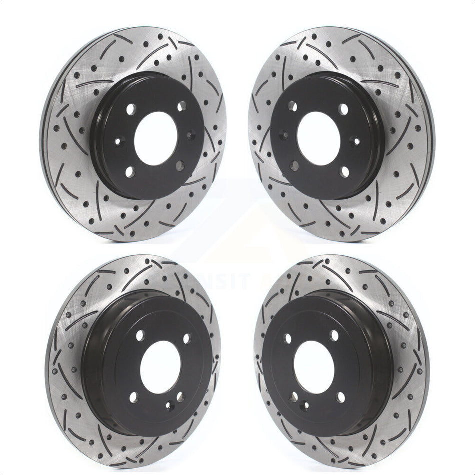 Front Rear Coated Drilled Slotted Disc Brake Rotors Kit For Hyundai Accent Kia Rio KD-100506 by DS-One