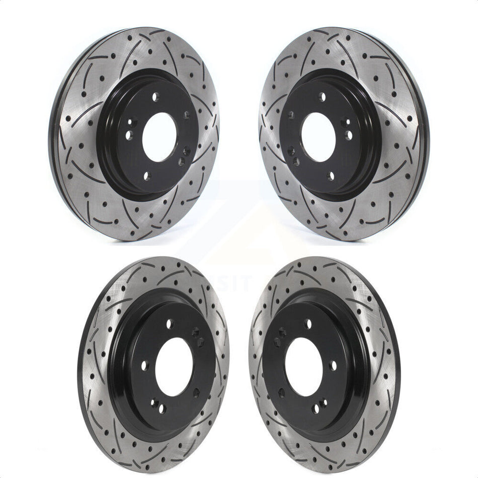 Front Rear Coated Drilled Slotted Disc Brake Rotors Kit For Kia Optima Hyundai Sonata Elantra GT Forte KD-100512 by DS-One