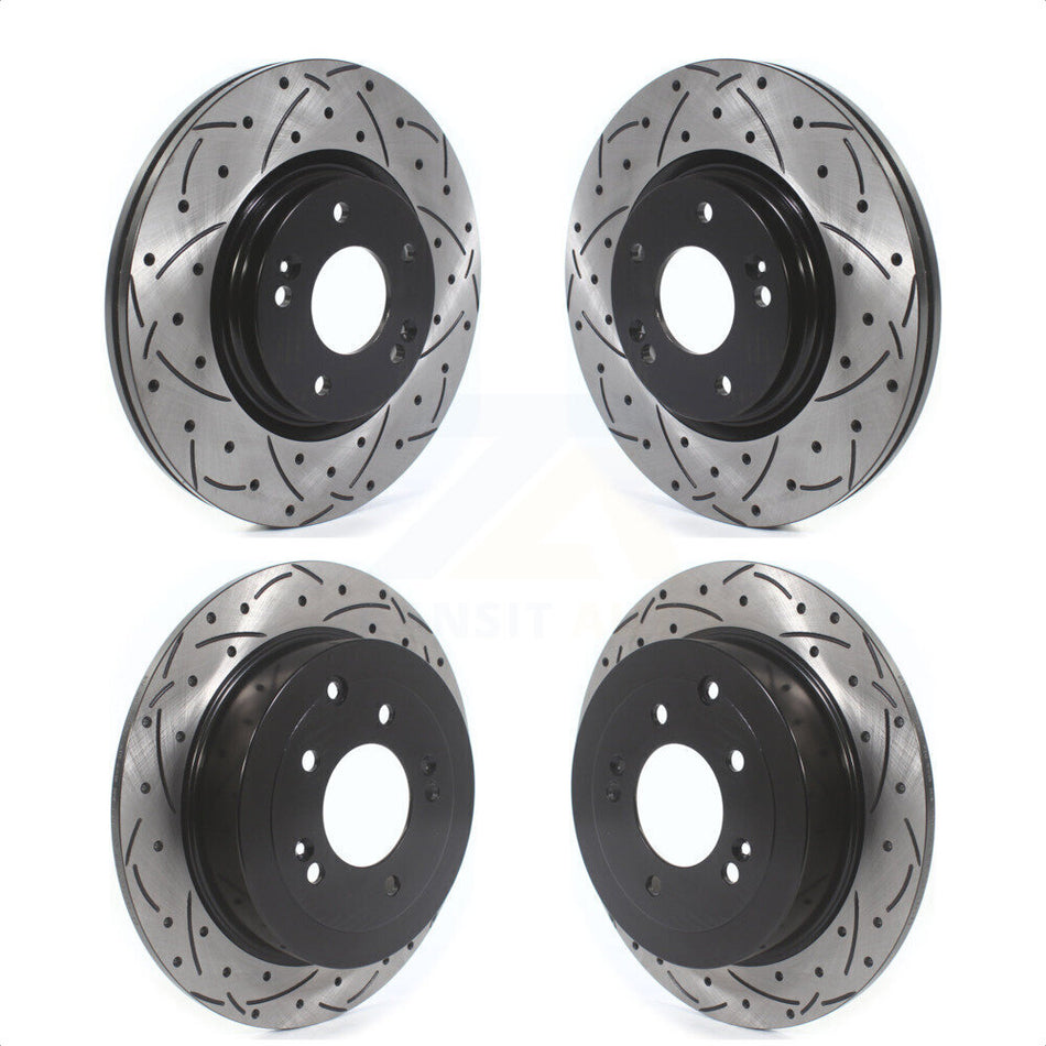 Front Rear Coated Drilled Slotted Disc Brake Rotors Kit For Hyundai Tucson Kia Sportage KD-100513 by DS-One