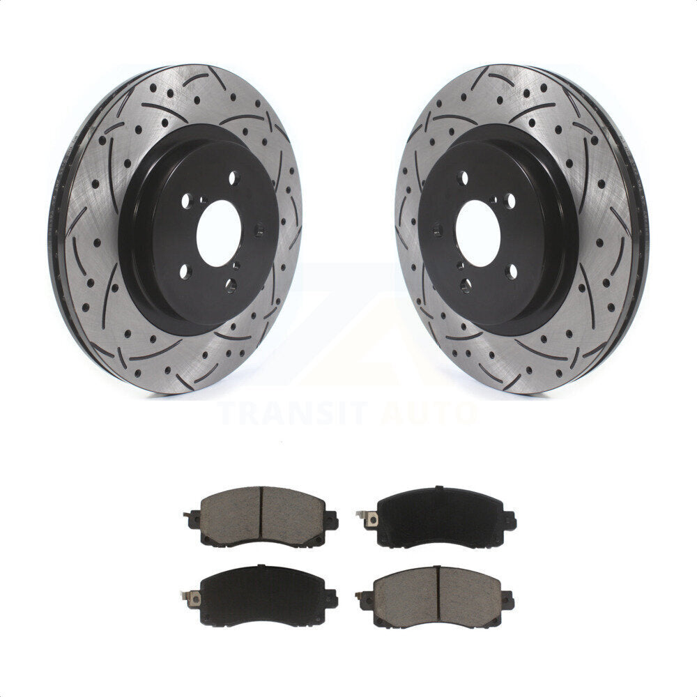 Front Coated Drilled Slotted Disc Brake Rotors And Ceramic Pads Kit For Subaru Crosstrek Impreza KDC-100082 by Transit Auto