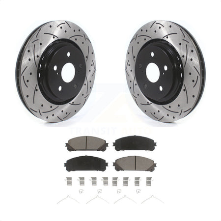 Front Coated Drilled Slotted Disc Brake Rotors And Ceramic Pads Kit For Lexus RX350 RX450h Toyota RX350L Camry RX450hL Avalon NX250 NX350 NX350h KDC-100114 by Transit Auto